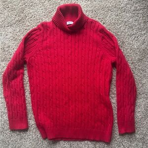 liz & co. Red Cable Knit Women's Turtleneck Sweater